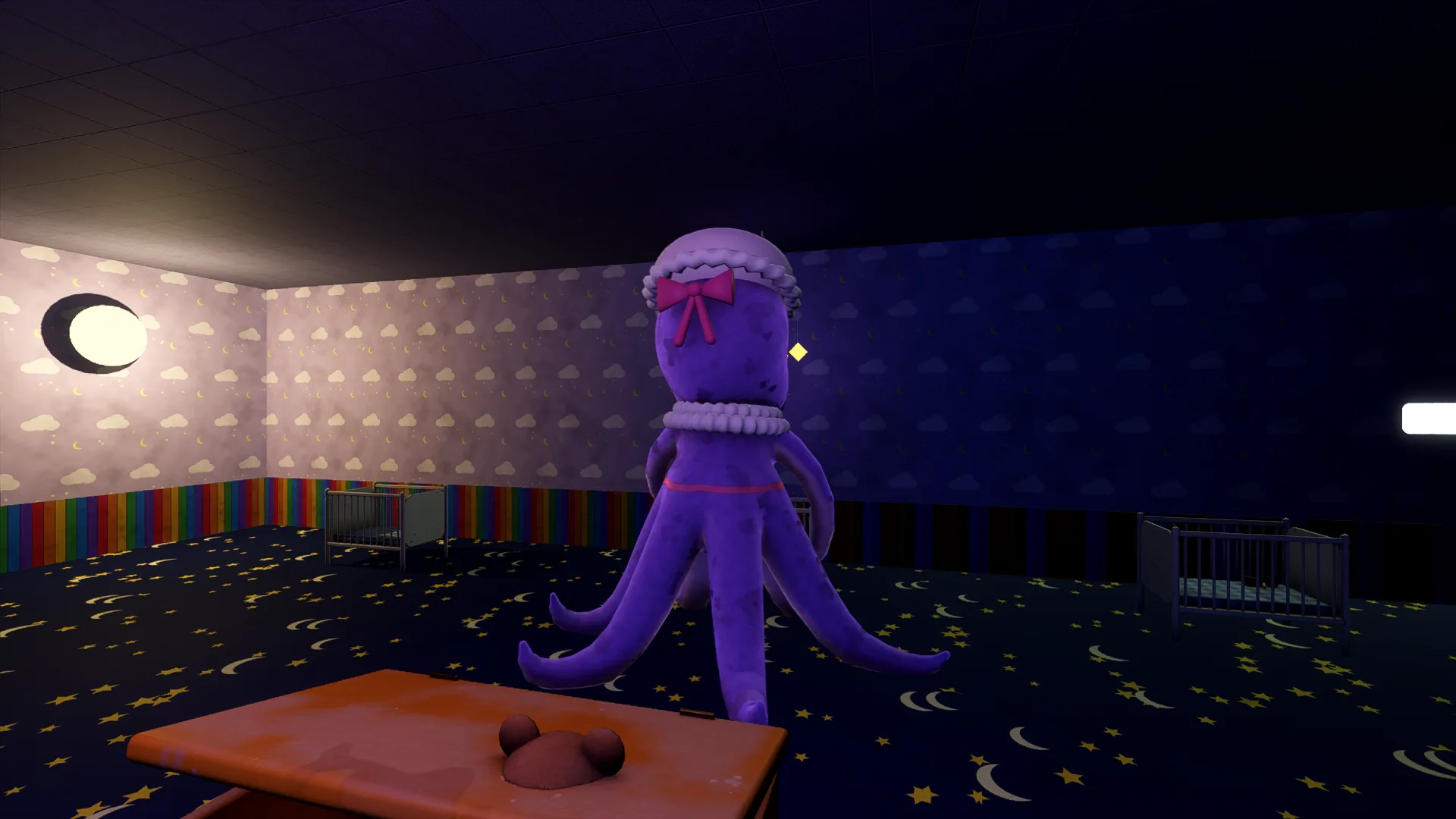 Nanny Noodles with her back turned, singing